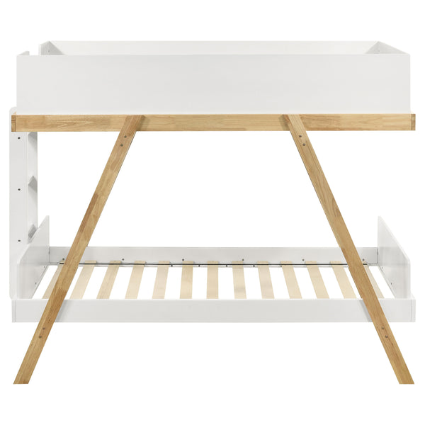 English Elm Hicks Twin-Over-Twin Bunk Bed White Wood Frame with Encircled Upper Bunk, Ladder for Sleepovers and Guests B062S01107