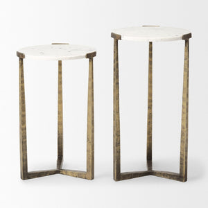 Mercana Atticus Nesting Accent Tables for Modern Glam Spaces – Elegant Marble & Gold Design for Versatility 69730