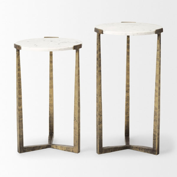 Mercana Atticus Nesting Accent Tables for Modern Glam Spaces – Elegant Marble & Gold Design for Versatility 69730