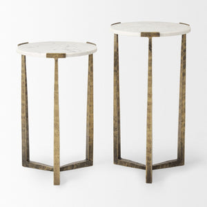 Mercana Atticus Nesting Accent Tables for Modern Glam Spaces – Elegant Marble & Gold Design for Versatility 69730
