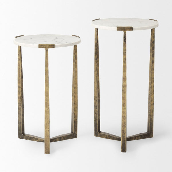 Mercana Atticus Nesting Accent Tables for Modern Glam Spaces – Elegant Marble & Gold Design for Versatility 69730