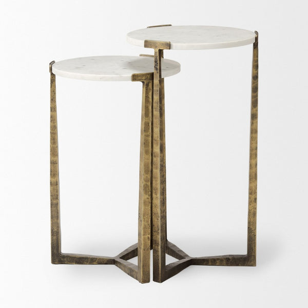 Mercana Atticus Nesting Accent Tables for Modern Glam Spaces – Elegant Marble & Gold Design for Versatility 69730