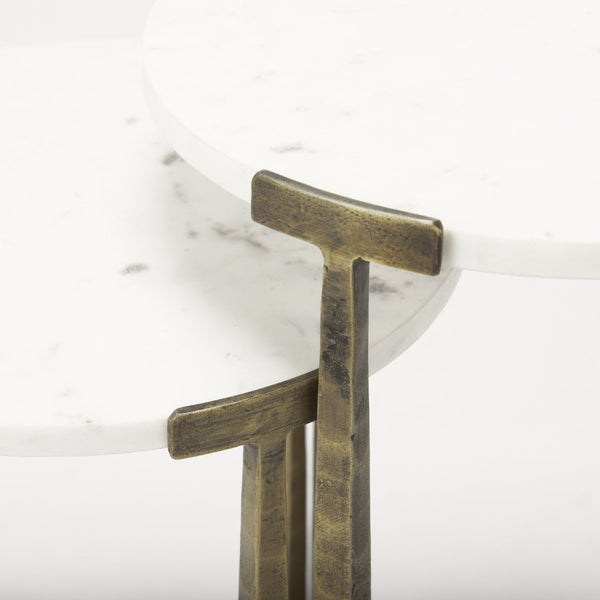 Mercana Atticus Nesting Accent Tables for Modern Glam Spaces – Elegant Marble & Gold Design for Versatility 69730