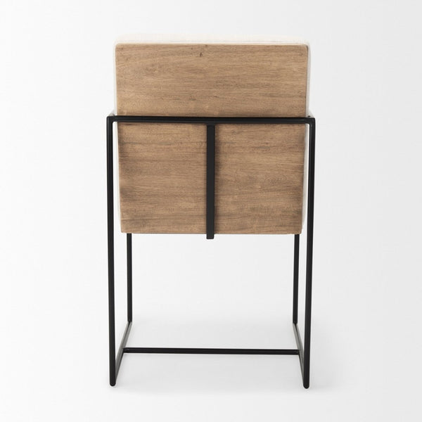 Mercana Stamford Modern Upholstered Dining Chair with Wood Back and Sleek Metal Frame for Comfort & Style Beige Fabric | Black Metal | Armed 69970