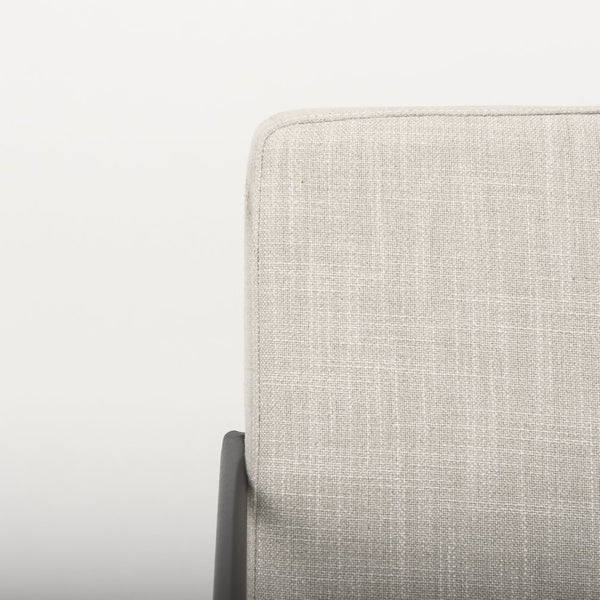 Mercana Stamford Modern Upholstered Dining Chair with Wood Back and Sleek Metal Frame for Comfort & Style Beige Fabric | Black Metal | Armed 69970