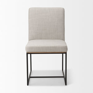 Mercana Stamford Modern Upholstered Dining Chair with Wood Back and Sleek Metal Frame for Comfort & Style Beige Fabric| Black Metal | Armless 69971