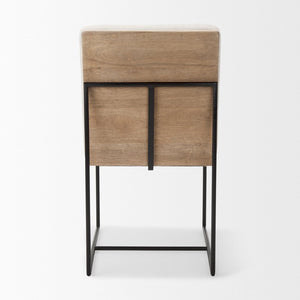 Mercana Stamford Modern Upholstered Dining Chair with Wood Back and Sleek Metal Frame for Comfort & Style Beige Fabric| Black Metal | Armless 69971