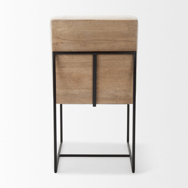 Mercana Stamford Modern Upholstered Dining Chair with Wood Back and Sleek Metal Frame for Comfort & Style Beige Fabric| Black Metal | Armless 69971