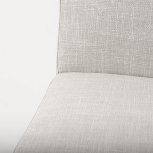 Mercana Stamford Modern Upholstered Dining Chair with Wood Back and Sleek Metal Frame for Comfort & Style Beige Fabric| Black Metal | Armless 69971