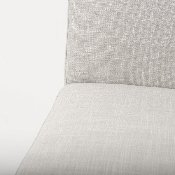 Mercana Stamford Modern Upholstered Dining Chair with Wood Back and Sleek Metal Frame for Comfort & Style Beige Fabric| Black Metal | Armless 69971