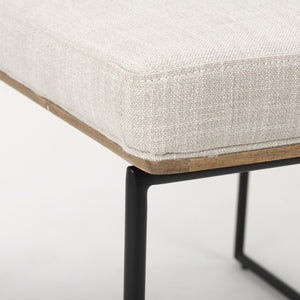 Mercana Stamford Modern Upholstered Dining Chair with Wood Back and Sleek Metal Frame for Comfort & Style Beige Fabric| Black Metal | Armless 69971