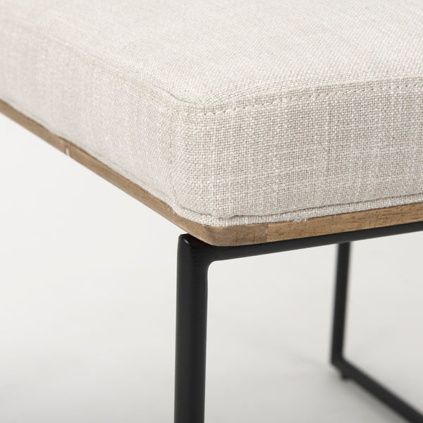 Mercana Stamford Modern Upholstered Dining Chair with Wood Back and Sleek Metal Frame for Comfort & Style Beige Fabric| Black Metal | Armless 69971