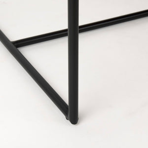 Mercana Stamford Modern Upholstered Dining Chair with Wood Back and Sleek Metal Frame for Comfort & Style Beige Fabric| Black Metal | Armless 69971