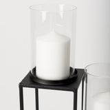 Mercana Cindy 4-Tier, Matte Black Metal w/ Hurricane Glass, Pillar Candle Floor Lantern  70043