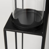 Mercana Cindy 4-Tier, Matte Black Metal w/ Hurricane Glass, Pillar Candle Floor Lantern  70043