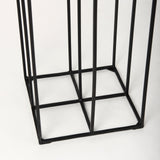 Mercana Cindy 4-Tier, Matte Black Metal w/ Hurricane Glass, Pillar Candle Floor Lantern  70043