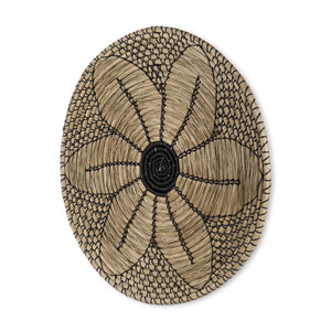 Mercana Mekhi 24.0L x 24.0W x 3.5 Light Brown Seagrass W/Black String Round Wall Hanging Plate  69604