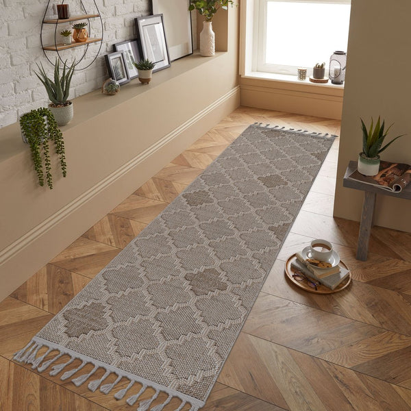 English Elm Loom Cream Trellis Indoor/Outdoor Area Rug - Durable, Stain-Resistant, Pet-Friendly Design 2X8 B335P289595