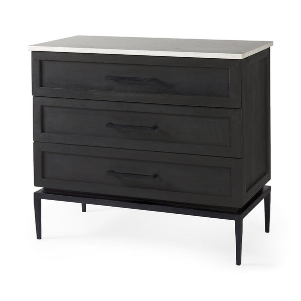 Mercana Divina Accent Cabinet – Handcrafted Mango Wood with Unique Marble Top & Sleek Iron Base for Storage 69201-AB