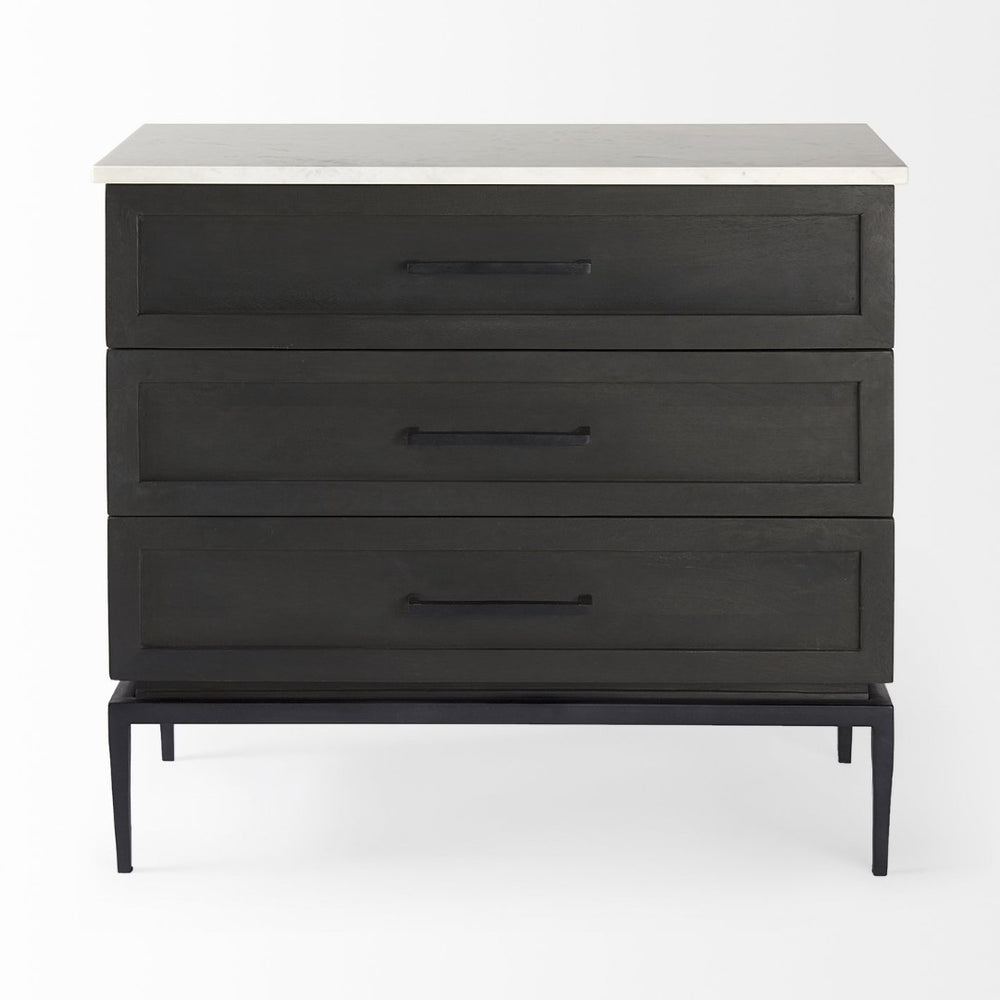 Mercana Divina Accent Cabinet – Handcrafted Mango Wood with Unique Marble Top & Sleek Iron Base for Storage 69201-AB