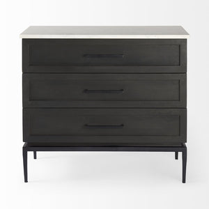 Mercana Divina Accent Cabinet – Handcrafted Mango Wood with Unique Marble Top & Sleek Iron Base for Storage 69201-AB