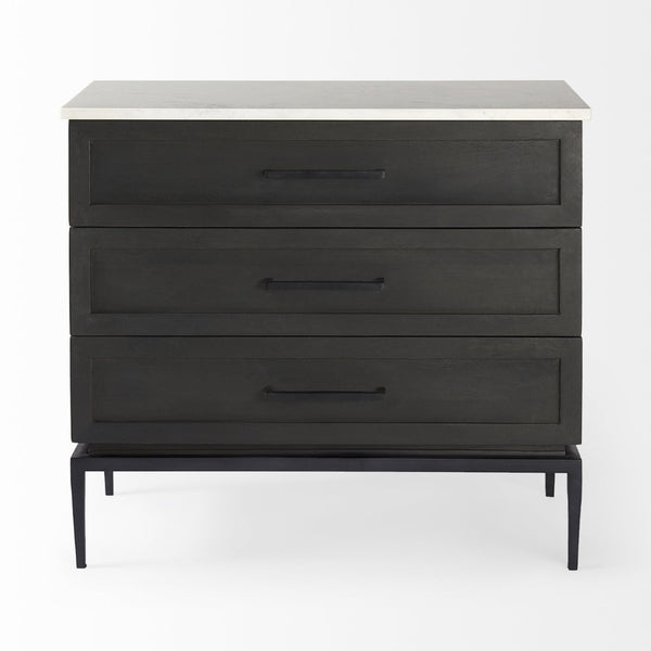 Mercana Divina Accent Cabinet – Handcrafted Mango Wood with Unique Marble Top & Sleek Iron Base for Storage 69201-AB