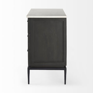 Mercana Divina Accent Cabinet – Handcrafted Mango Wood with Unique Marble Top & Sleek Iron Base for Storage 69201-AB