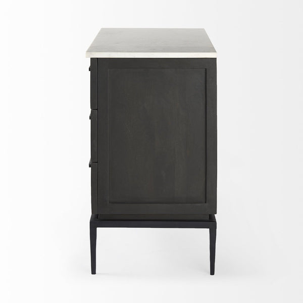 Mercana Divina Accent Cabinet – Handcrafted Mango Wood with Unique Marble Top & Sleek Iron Base for Storage 69201-AB