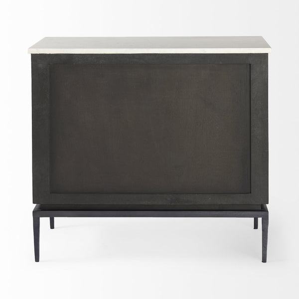 Mercana Divina Accent Cabinet – Handcrafted Mango Wood with Unique Marble Top & Sleek Iron Base for Storage 69201-AB