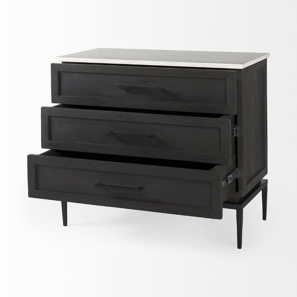 Mercana Divina Accent Cabinet – Handcrafted Mango Wood with Unique Marble Top & Sleek Iron Base for Storage 69201-AB