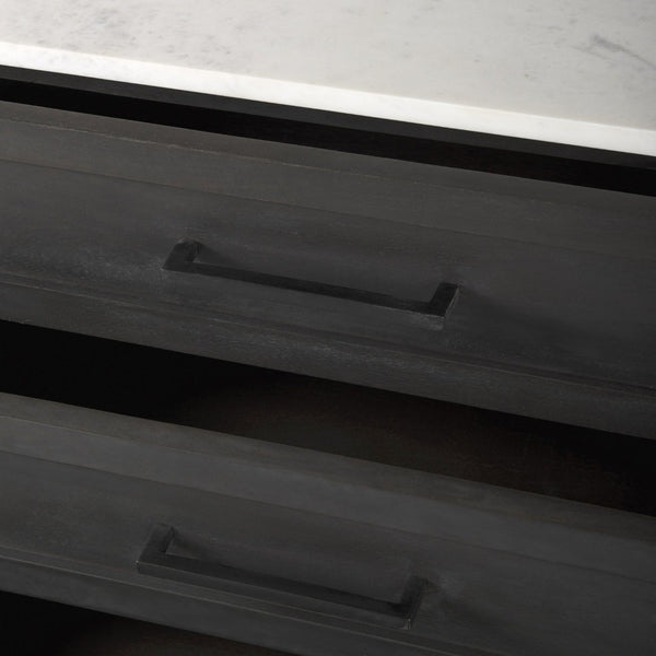 Mercana Divina Accent Cabinet – Handcrafted Mango Wood with Unique Marble Top & Sleek Iron Base for Storage 69201-AB