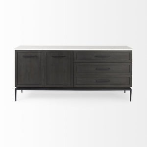 Mercana Divina Sideboard - Handcrafted Mango Wood with Unique Marble Top and Sturdy Iron Base for Storage 69208-AB