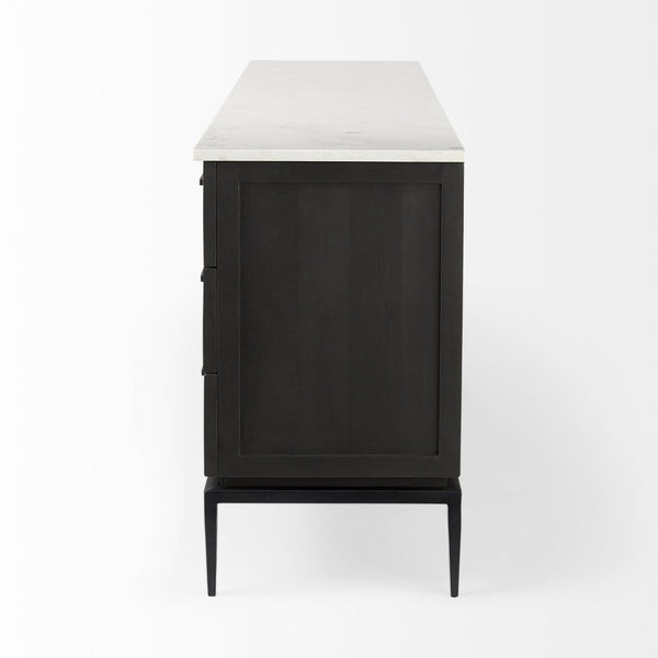 Mercana Divina Sideboard - Handcrafted Mango Wood with Unique Marble Top and Sturdy Iron Base for Storage 69208-AB