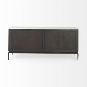 Mercana Divina Sideboard - Handcrafted Mango Wood with Unique Marble Top and Sturdy Iron Base for Storage 69208-AB
