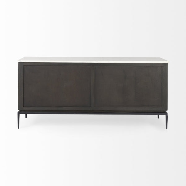Mercana Divina Sideboard - Handcrafted Mango Wood with Unique Marble Top and Sturdy Iron Base for Storage 69208-AB