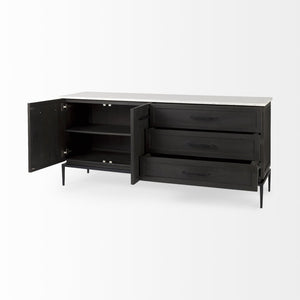 Mercana Divina Sideboard - Handcrafted Mango Wood with Unique Marble Top and Sturdy Iron Base for Storage 69208-AB