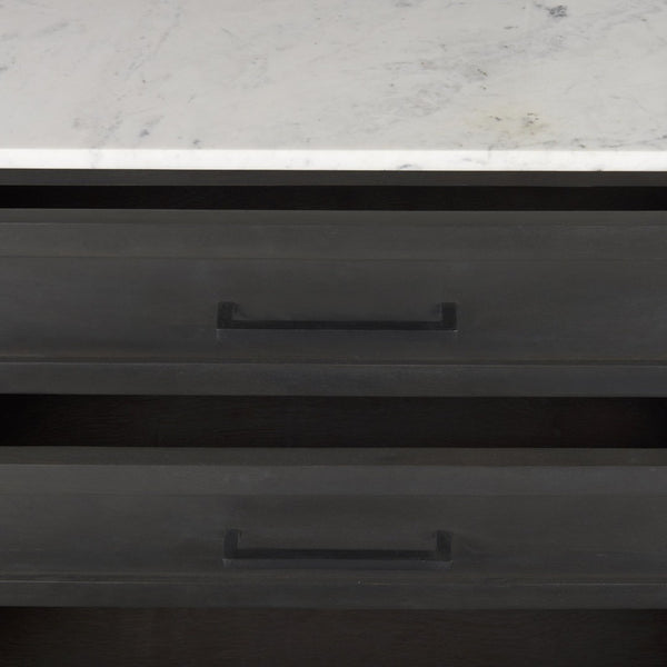 Mercana Divina Sideboard - Handcrafted Mango Wood with Unique Marble Top and Sturdy Iron Base for Storage 69208-AB