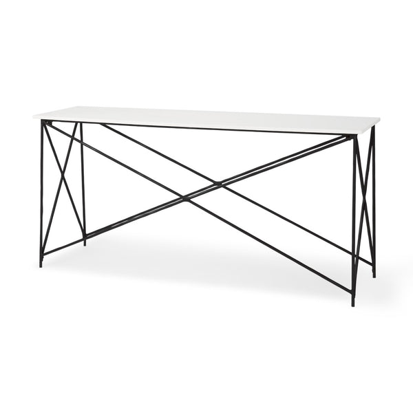 Mercana Lorlei Console Table - Elegant Marble Top with Industrial Iron Base for Modern Living Spaces 69248-AB