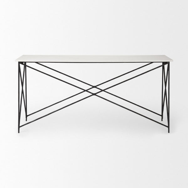Mercana Lorlei Console Table - Elegant Marble Top with Industrial Iron Base for Modern Living Spaces 69248-AB