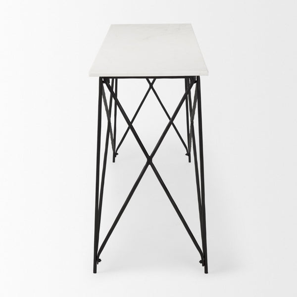 Mercana Lorlei Console Table - Elegant Marble Top with Industrial Iron Base for Modern Living Spaces 69248-AB