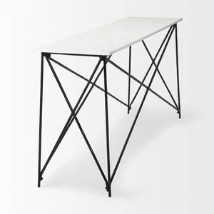 Mercana Lorlei Console Table - Elegant Marble Top with Industrial Iron Base for Modern Living Spaces 69248-AB