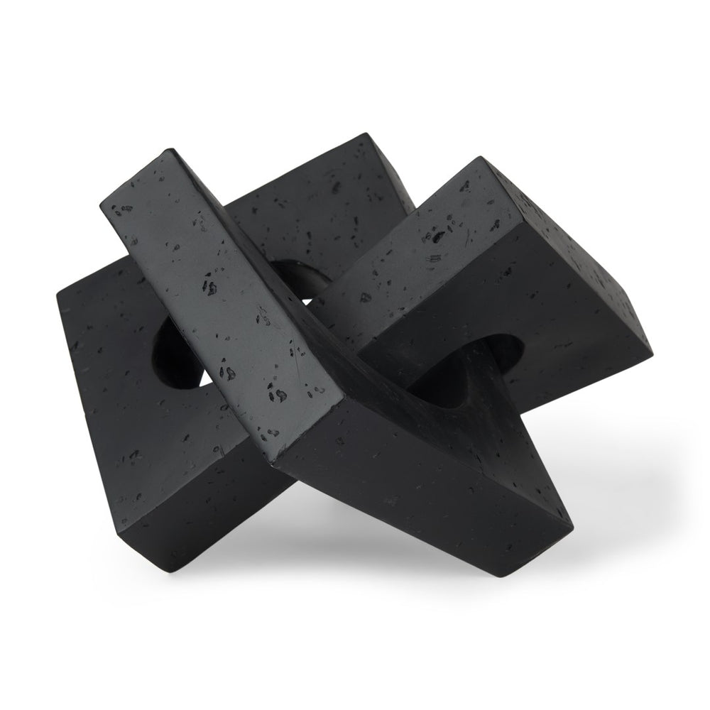 Mercana Linx Decorative Sculpture - Modern Abstract Object to Elevate Your Home Decor with Sophisticated Style Matte Black Resin | Large 70176