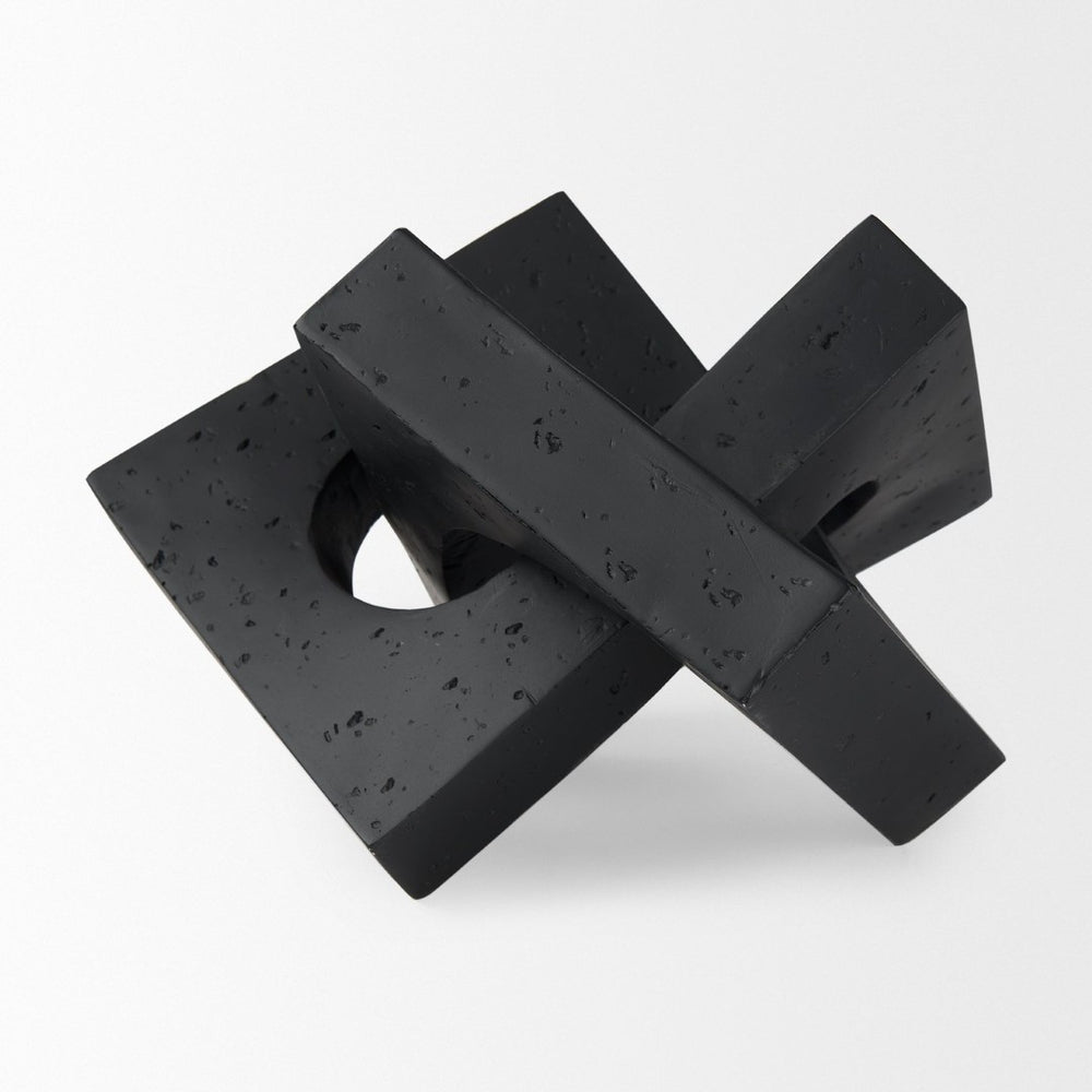Mercana Linx Decorative Sculpture - Modern Abstract Object to Elevate Your Home Decor with Sophisticated Style Matte Black Resin | Large 70176
