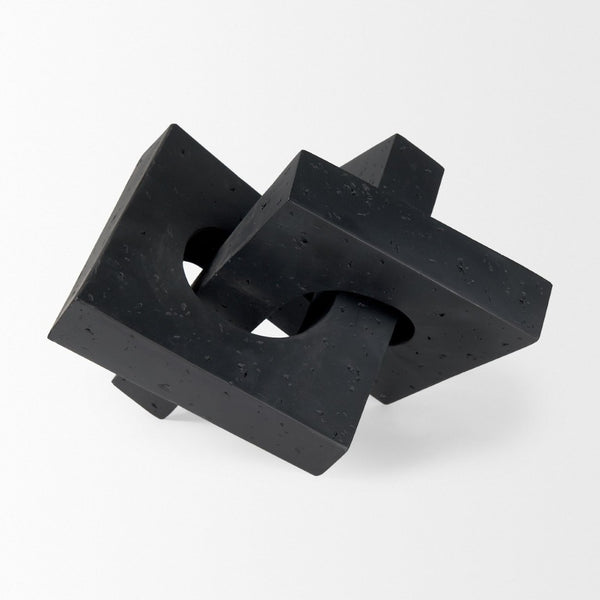 Mercana Linx Decorative Sculpture - Modern Abstract Object to Elevate Your Home Decor with Sophisticated Style Matte Black Resin | Large 70176