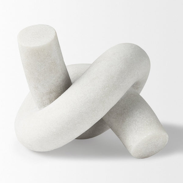 Mercana Otto Knot Sculpture in Cream Granite Resin - Elegant Decorative Object for Modern Home Décor White Granite Resin | Small 70177