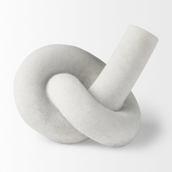 Mercana Otto Knot Sculpture in Cream Granite Resin - Elegant Decorative Object for Modern Home Décor White Granite Resin | Large 70178