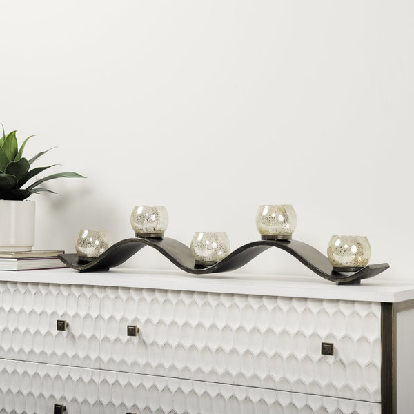 Mercana Lux Elegant Five-Votive Hurricane Candle Holder for Dining Tables, Mantels, and Living Spaces Decor 53060