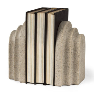 Mercana Empire Granite Resin Arc Book Ends – Elegant Support for Books & Décor in Any Style, 14.6" Long Sandstone Resin | Set of 2 70182
