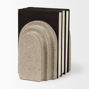 Mercana Empire Granite Resin Arc Book Ends – Elegant Support for Books & Décor in Any Style, 14.6" Long Sandstone Resin | Set of 2 70182