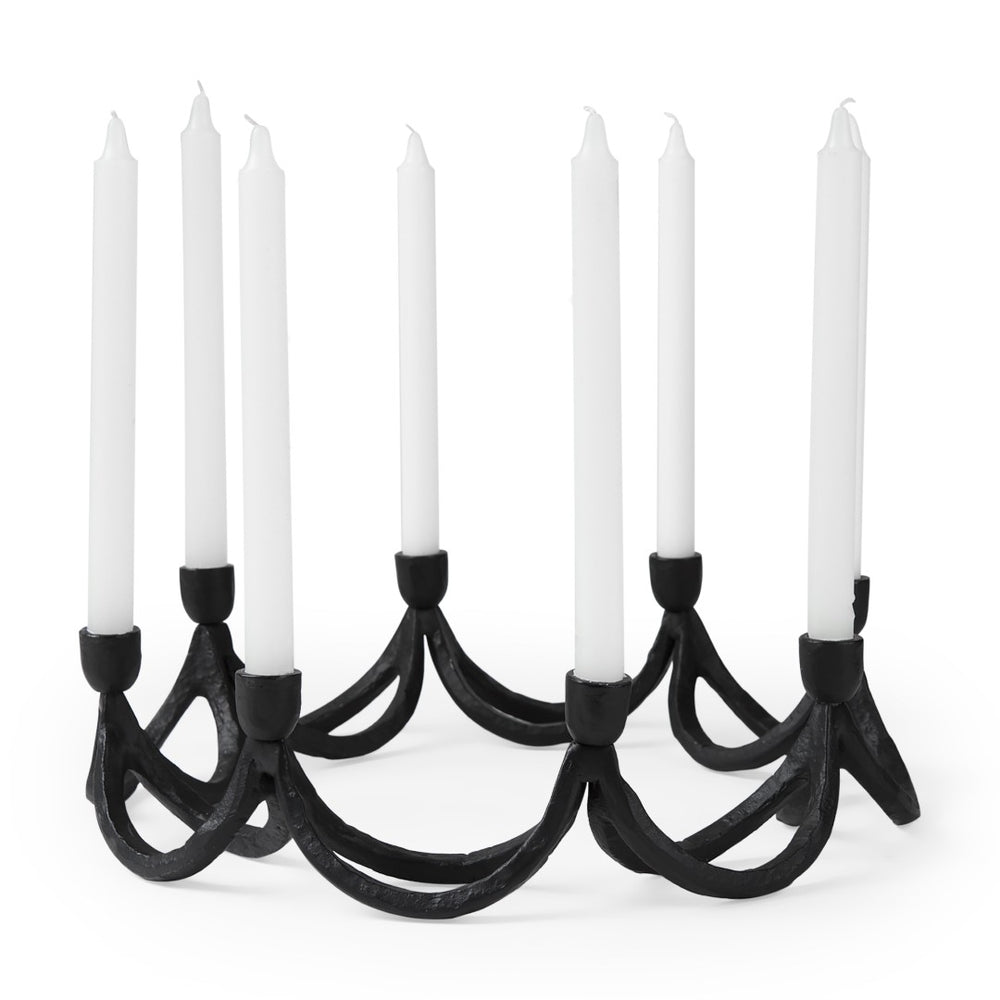 Mercana Seraph Round Candle Holder - Sculptural Iron Design for Elegant Ambiance and Stunning Table Décor 70185